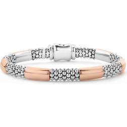 High Bar Two-Tone Rose Smooth 6-Station 6mm Bracelet TWO TONE 7.5IN