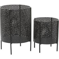 Ridge Road Decor Round Mesh Metal Indoor/outdoor Planters In Black