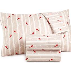 Micro Flannel Printed Cardinal California King Set Taupe/red Bed Sheet Gray, Beige, Brown, Red