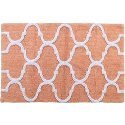 Saffron Fabs Geometric Non-Skid Bath Rug White, Orange, Yellow