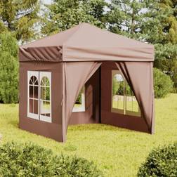 vidaXL taupe, 197.5 Folding Party Tent with Sidewalls Red 3x3 Gazebo Pavilion Marquee