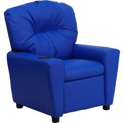 Flash Furniture Contemporary Blue Vinyl Kids Recliner with Cup Holder BT-7950-KID-BLUE-GG In Stock