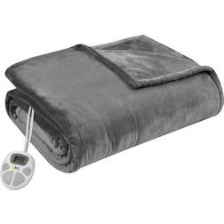 Serta Plush Heated Queen Blanket Blankets Gray