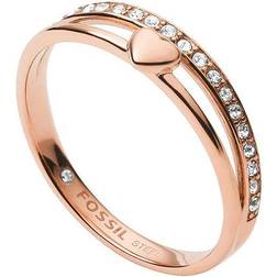 Fossil Hearts To You Band Ring - Rose Gold/Transparent