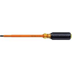 Klein Tools 1/4 in. Insulated Cabinet-Tip Flat Head Screwdriver with 7 Round Shank- Cushion Grip