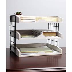Elegant Designs in. White Wash Home Office Wood Desk Organizer Mail Letter