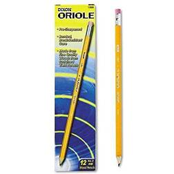 Dixon Oriole Woodcase Presharpened Pencil, HB #2, Yellow, Dozen