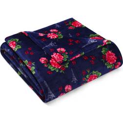 Betsey Johnson French Floral Passport Blue King Blanket Blankets Red, Blue, Pink