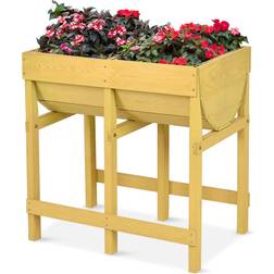 Costway Raised Wooden V Planter Elevated Vegetable Flower