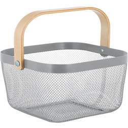 Simplify Mesh Tote with Bamboo Handle Gray