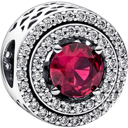 Pandora Sparkling Levelled Round Charm - Silver/Red/Transparent