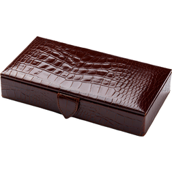 Aspinal of London Men's Cufflink Box - Deep Shine Amazon Brown Croc