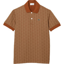 Lacoste Men's Classic Fit Monogram Print Polo - Beige/Brown