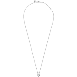 Pandora Double Heart Pendant Sparkling Choker Necklace - Silver/Transparent