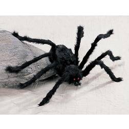 Medium Hairy Black Spider Decoration Black/Red