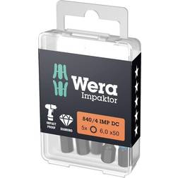 Wera 840/4 IMP DC Impaktor bits, Hex-Plus, 5.0 - 5 stk Bitsskrutrekker