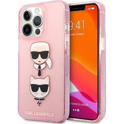 Karl Lagerfeld KLHCP13LKCTUGLP iPhone 13 Pro hårdfodral Glitter Karl`s & Choupette Rosa