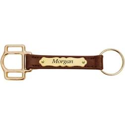 Personalized Halter Cheek Leather Keychain Havana