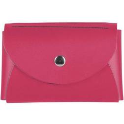 Jam Paper Italian Leather Business Card Holder Case with Round Flap, Fuchsia Individually