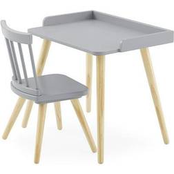Delta Children Gray & Natural Essex Desk & Chair Set