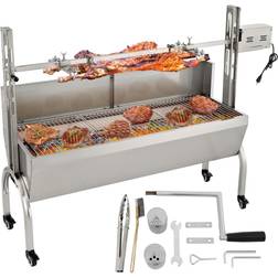 VEVOR Rotisserie Grill 132lbs Capacity, 50 Steel Pig Lamb Spit Grill Roaster, with 40W Motor & Adjustable Height Lockable Casters & Baffle for