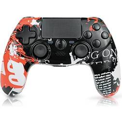 Controller for PS4 Remote with Dual Vibration Shock Wireless Remote Control for Playstation 4/Pro/Slim Console Control White and Red Camouflage,Built-in 1000mAh Battery with Charging Cable