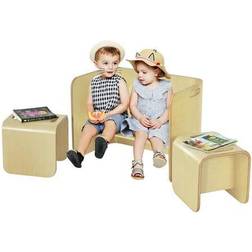 Costway 3 Piece Kids Wooden Table & Chair Set Children Multipurpose Homeschool