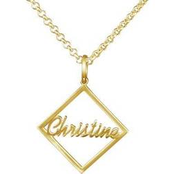 Cristina Personalized Framed Name Pendant - Gold