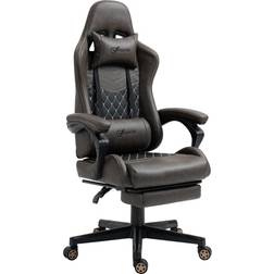 Vinsetto Brown PU Sponge Nylon Adjustable High Back Gaming Chair Racing Office Recliner Chair