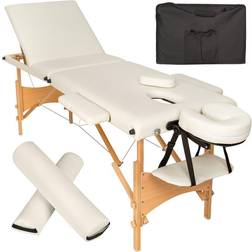 tectake Massage table set Daniel Removable headrest, armrests, face pad and Bolster cushions beige