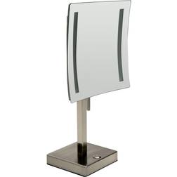 ALFI brand ABM8FLED-BN, Tabletop Square Magnifying Mirror with Light ABM8FLED-BN