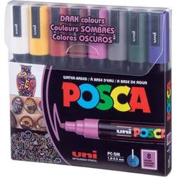 Posca 8 Color Medium Dark Paint Markers Set