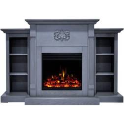 Cambridge Sanoma Electric Fireplace Heater with 72 Blue Mantel Bookshelves Enhanced Log Display Multi-Color Flames and Remote