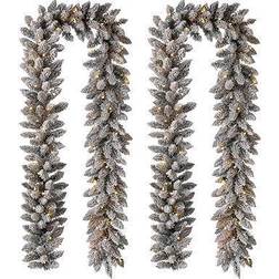 GlitzHome 2pk Pre-Lit Indoor Christmas Garland, One Size White White One Size