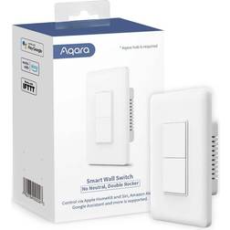 Aqara Smart Wall Switch (No Neutral, Double Rocker) Requires Hub, Remote Control and Timer for Home Automation