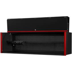 Extreme Tools DX Series 72 in. 0-Drawer Extreme Power Workstation Hutch in Black with Red Handle, Black gloss powder coat finish with red powder coated handle