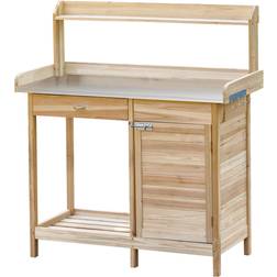 OutSunny 17.75 in. W 49.25 H Natural Wood Potting Bench