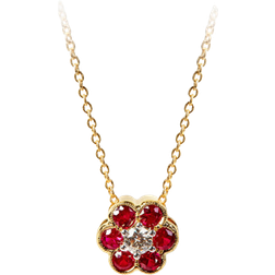Aspinal of London Athena Cluster Pendant Necklace - Gold/Diamonds/Ruby