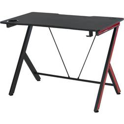 Homcom 41.25 in. Black Wooden Computer Desk wiith Carbon Fiber Surface and Cup Holder