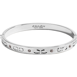 Coach Signature Hinged Bangle - Silver/Transparent