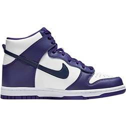 Nike Dunk High GS - White/Electro Purple/Midnight Navy