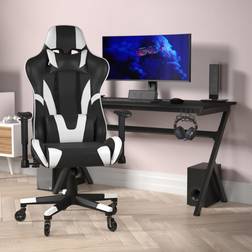 Flash Furniture X20 Gaming Chair Racing Office Computer PC Adjustable Chair with Reclining Back and Transparent Roller Wheels in Black LeatherSoft
