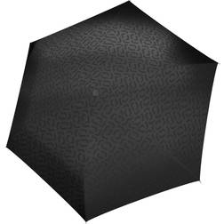 Reisenthel Umbrella pocket mini flat, stable and lightweight pocket umbrella in signature black hot print with smooth-running hand opener large