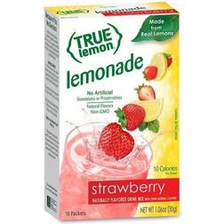 10 Packets True Lemon Strawberry Lemonade Stevia Sweetened On-The-Go Caffeine