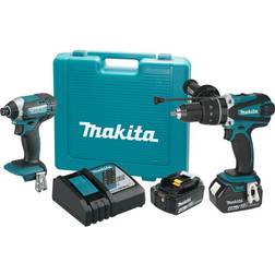 Makita LXT 18 V Cordless Brushed 2 Tool Hammer Drill and Impact Driver Kit