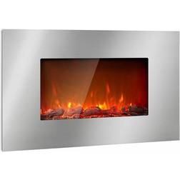 Klarstein Lausanne Luxe Electric Fireplace 2000W 2 Heat Settings 90 cm Stainless Steel Silver