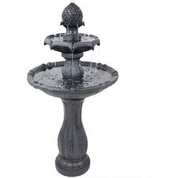 Sunnydaze Decor 2-Tier Black Pineapple Solar Tiered Fountain