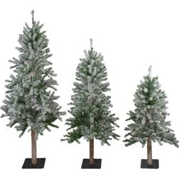 Northlight Flocked Alpine Unlit Artificial Christmas Trees, Set