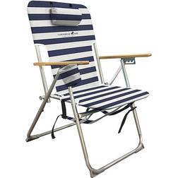 Caribbean joe Deluxe 4-Position Beach Chair In Navy/white white