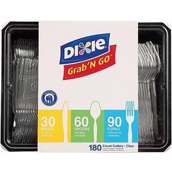 Dixie Heavyweight Polystyrene Cutlery, Clear, Knives/Spoons/Forks, 180/Pack, 10Pk/Ctn